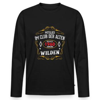 Mitglied im Club der Alten Wilden - Jahrgang 1960 - Männer Premium Bio Langarmshirt - Schwarz - Vorne - Nico (187cm)