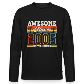 2005 Vintage Vintage Anniversaire Cadeau Rétro - T-shirt manches longues Premium bio Homme - noir - Devant - Nico (187cm)