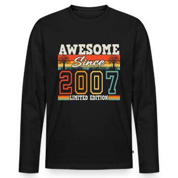 2007 Vintage Vintage Anniversaire Rétro Cadeau - T-shirt manches longues Premium bio Homme - noir - Devant - Nico (187cm)
