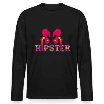 Funny Hipster HancheOP Design - T-shirt manches longues Premium bio Homme - noir - Devant - Nico (187cm)