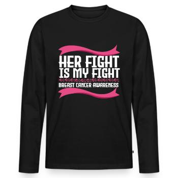 His fight is our fight - Cancer - Men's Premium Organic Long Sleeve Shirt - black - Front - Nico (187cm)