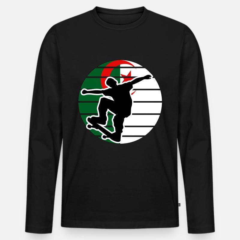 Skateboard Algerien - Männer Premium Bio Langarmshirt - Schwarz