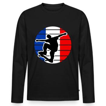 Skateboarding Frankreich - Männer Premium Bio Langarmshirt - Schwarz - Vorne - Nico (187cm)