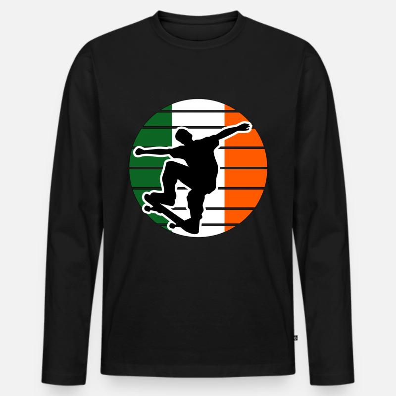 Skateboard Irland Saint Patrick - Männer Premium Bio Langarmshirt - Schwarz