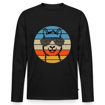 Llama Head Sunglasses Orange Sunset - Men's Premium Organic Long Sleeve Shirt - black - Front - Nico (187cm)
