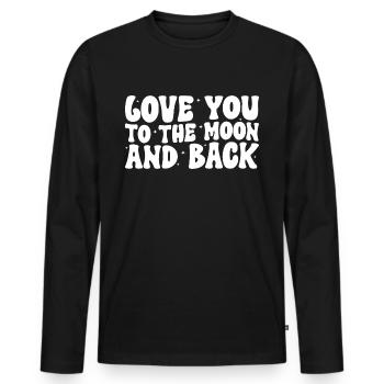 Je t’aime jusqu’à la lune et retour - T-shirt manches longues Premium bio Homme - noir - Devant - Nico (187cm)