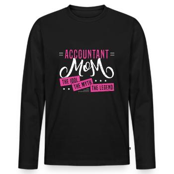 Comptable Maman L’idole Le mythe Analyse des données - T-shirt manches longues Premium bio Homme - noir - Devant - Nico (187cm)