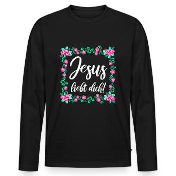 Jesus Liebt Dich - Männer Premium Bio Langarmshirt - Schwarz - Vorne - Nico (187cm)