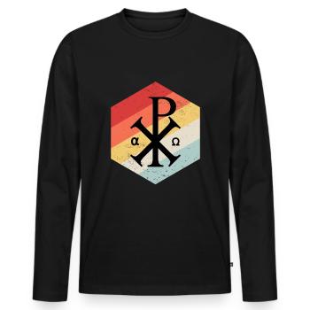 Jesus Chi Rho Das Christusmonogramm - Männer Premium Bio Langarmshirt - Schwarz - Vorne - Nico (187cm)