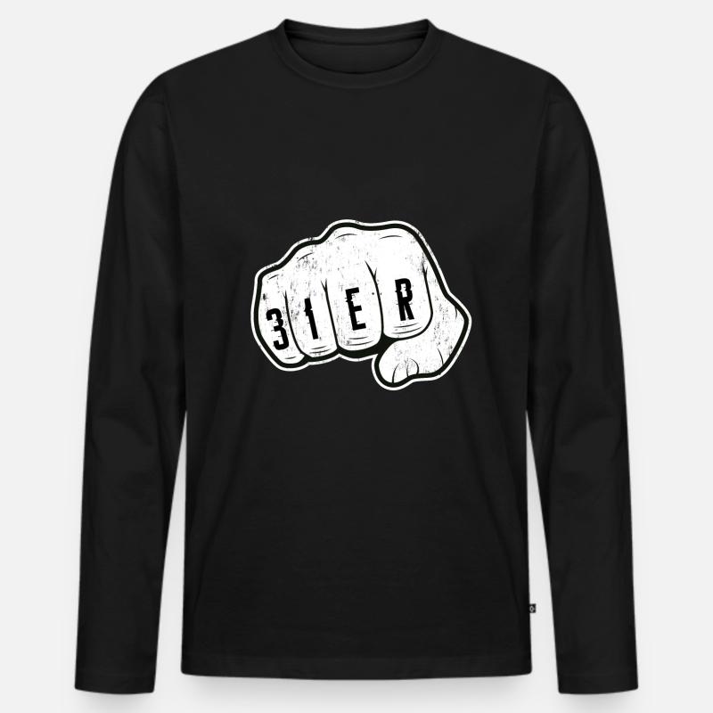 31er - Männer Premium Bio Langarmshirt - Schwarz