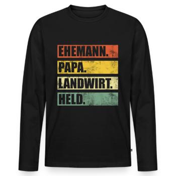Landwirt Papa Ehemann Bauer Bauernhof - Männer Premium Bio Langarmshirt - Schwarz - Vorne - Nico (187cm)
