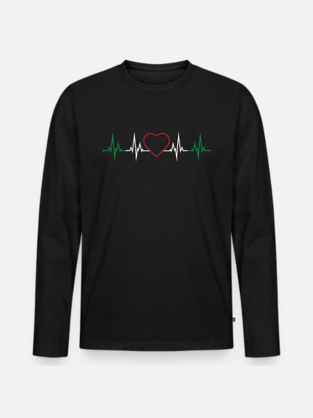Heartbeat Italy - Men's Premium Organic Long Sleeve Shirt - black