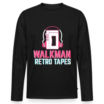 Walkman Retro Tapes - Männer Premium Bio Langarmshirt - Schwarz - Vorne - Nico (187cm)