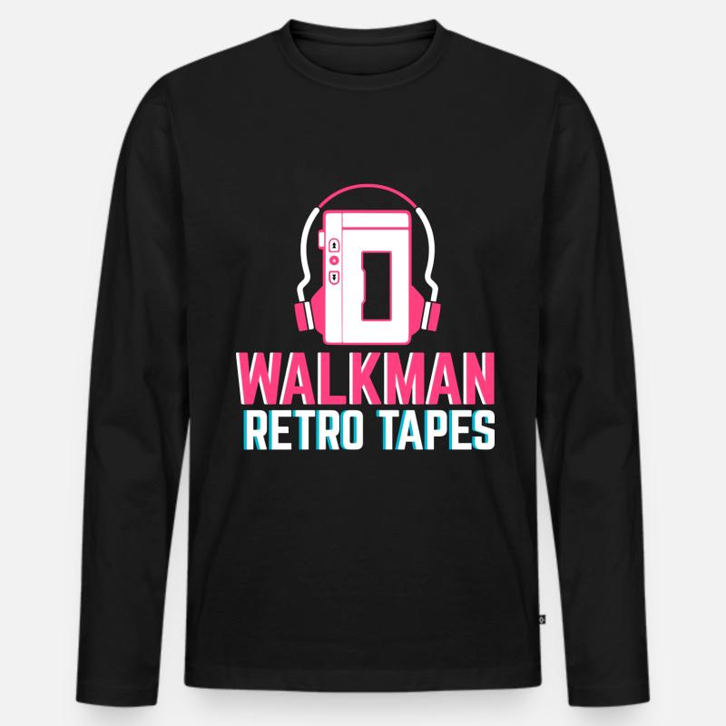 Walkman Retro Tapes - Männer Premium Bio Langarmshirt - Schwarz