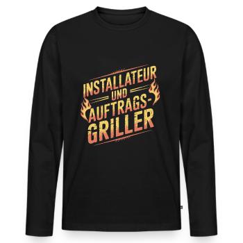 Installateur und Auftragsgriller - Männer Premium Bio Langarmshirt - Schwarz - Vorne - Nico (187cm)