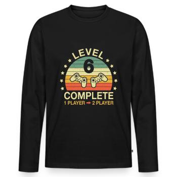 Level 6 Complete Gamer 6 Anniversary Wedding Anniversary - Men's Premium Organic Long Sleeve Shirt - black - Front - Nico (187cm)