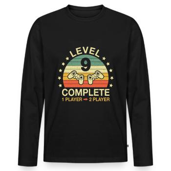 Level 9 Complete Gamer 9 Anniversary Wedding Anniversary - Men's Premium Organic Long Sleeve Shirt - black - Front - Nico (187cm)
