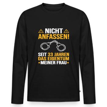 Zinnhochzeit 33 Hochzeitstag Geschenk - Männer Premium Bio Langarmshirt - Schwarz - Vorne - Nico (187cm)