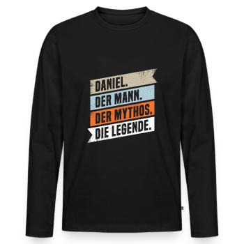 Daniel Der Mann Der Mythos Die Legende - Männer Premium Bio Langarmshirt - Schwarz - Vorne - Nico (187cm)