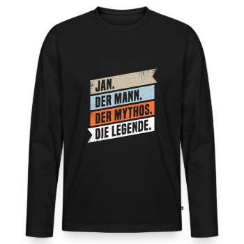 Jan Der Mann Der Mythos Die Legende - Männer Premium Bio Langarmshirt - Schwarz - Vorne - Nico (187cm)