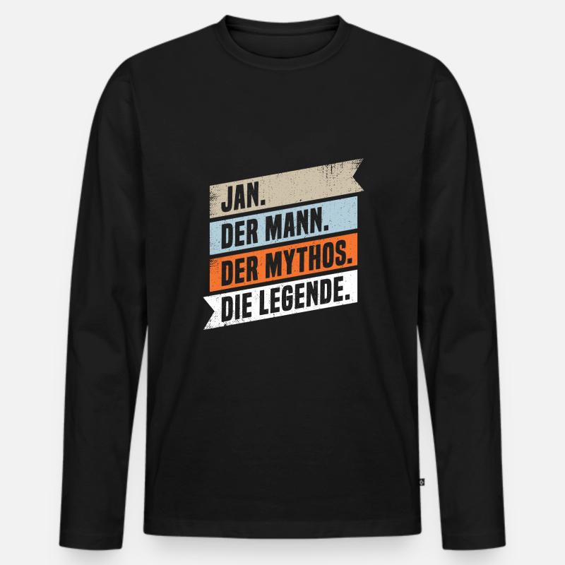 Jan Der Mann Der Mythos Die Legende - Männer Premium Bio Langarmshirt - Schwarz