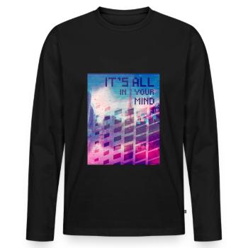 Vaporwave Aesthetic Tout est dans votre esprit - T-shirt manches longues Premium bio Homme - noir - Devant - Nico (187cm)