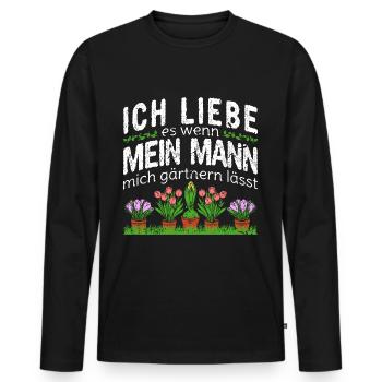 Ich Liebe Mein Mann Gärtnerin Garten - Männer Premium Bio Langarmshirt - Schwarz - Vorne - Nico (187cm)