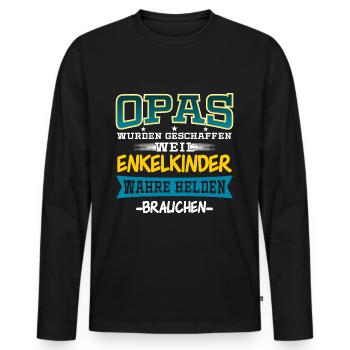 Opa Großvater Opi Geschenk - Männer Premium Bio Langarmshirt - Schwarz - Vorne - Nico (187cm)