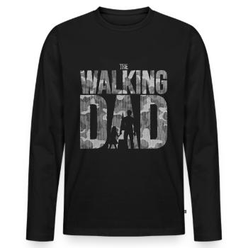 Le papa marche avec sa fille dans camouflage - T-shirt manches longues Premium bio Homme - noir - Devant - Nico (187cm)