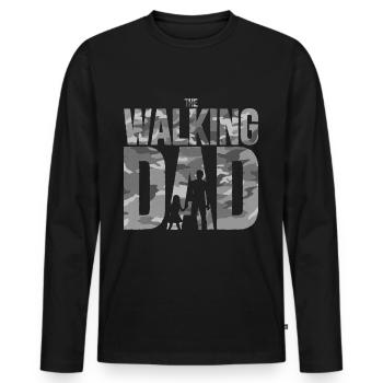 le marchement dad camo avec fille - T-shirt manches longues Premium bio Homme - noir - Devant - Nico (187cm)