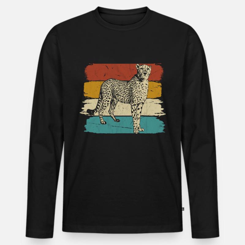 Gepard Wildtier retro - Männer Premium Bio Langarmshirt - Schwarz