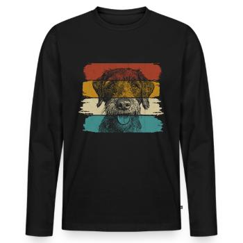Chasse au chien allemand à poil dur Hunter Retro Vintage - T-shirt manches longues Premium bio Homme - noir - Devant - Nico (187cm)