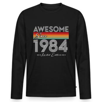 Né en 1984 Cadeau d’anniversaire vintage - T-shirt manches longues Premium bio Homme - noir - Devant - Nico (187cm)