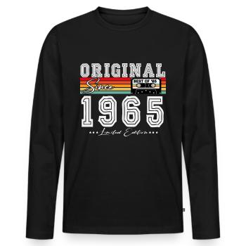 1965 Jahrgang geboren Vintage Retro Geburtstag - Männer Premium Bio Langarmshirt - Schwarz - Vorne - Nico (187cm)