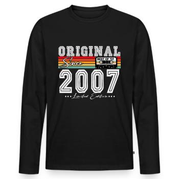 2007 Vintage Born Vintage Rétro Anniversaire - T-shirt manches longues Premium bio Homme - noir - Devant - Nico (187cm)