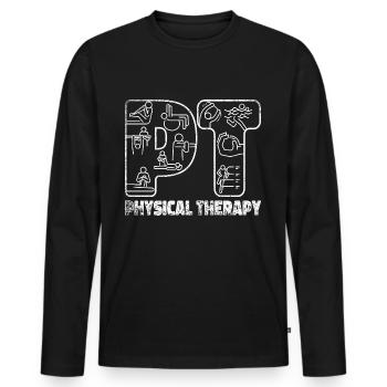Physio practice physiotherapy - Men's Premium Organic Long Sleeve Shirt - black - Front - Nico (187cm)
