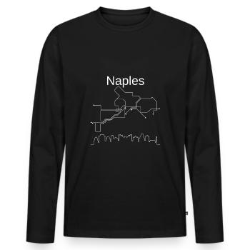 Naples - T-shirt manches longues Premium bio Homme - noir - Devant - Nico (187cm)