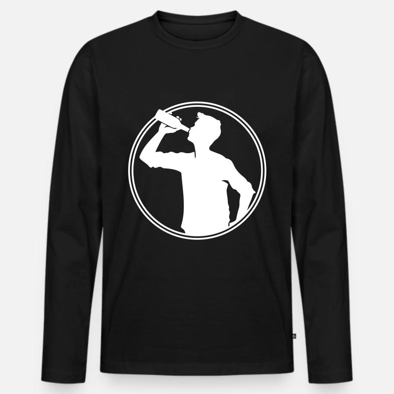 Trinker Bier Silhouette - Männer Premium Bio Langarmshirt - Schwarz