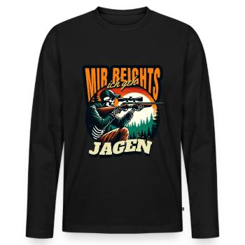 MIR REICHTS ICH GEH JAGEN - Männer Premium Bio Langarmshirt - Schwarz - Vorne - Nico (187cm)
