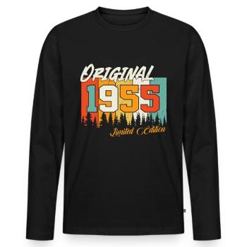 1955 Edition Limitée 1955 Vintage Anniversaire - T-shirt manches longues Premium bio Homme - noir - Devant - Nico (187cm)