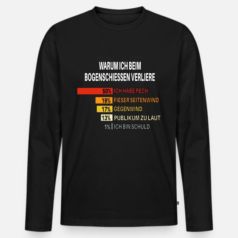 Warum ich beim Bogenschießen verliere – Chart - Männer Premium Bio Langarmshirt - Schwarz