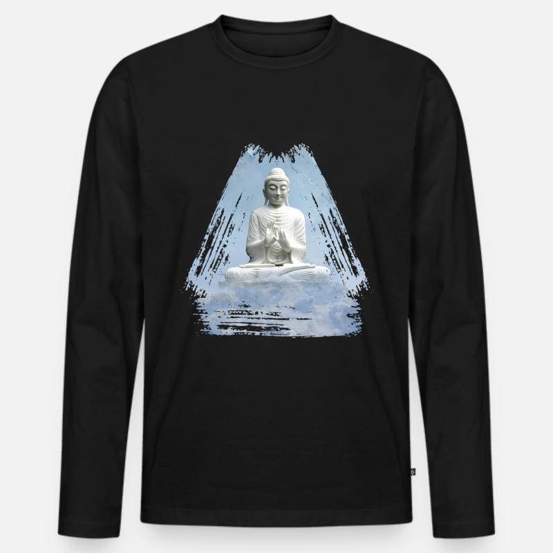 buddha 1 - Männer Premium Bio Langarmshirt - Schwarz