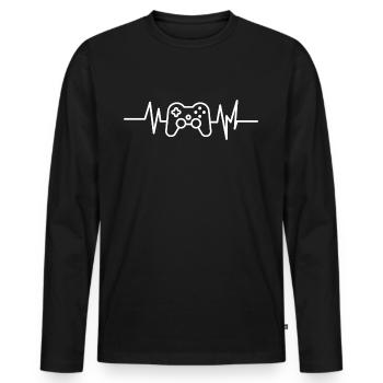 Gaming gamepad with heartbeat for gamers - Men's Premium Organic Long Sleeve Shirt - black - Front - Nico (187cm)