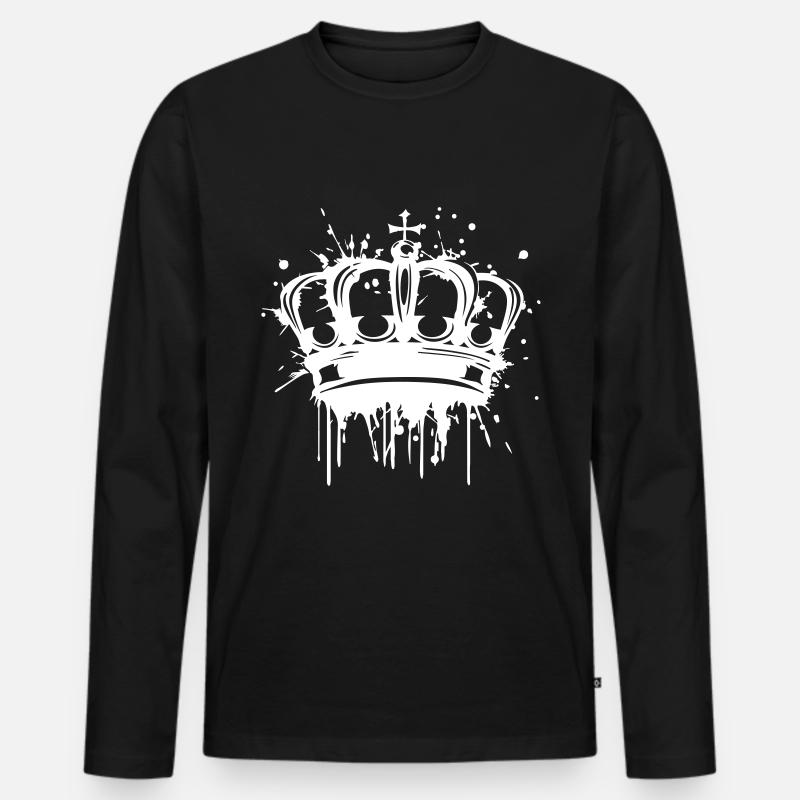 Krone - Männer Premium Bio Langarmshirt - Schwarz