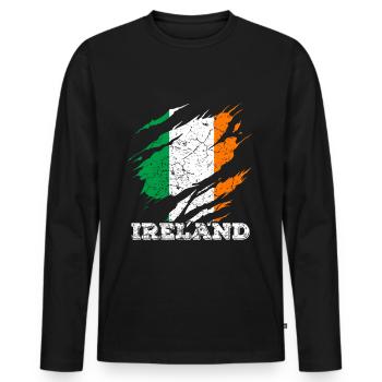 Irlande - T-shirt manches longues Premium bio Homme - noir - Devant - Nico (187cm)