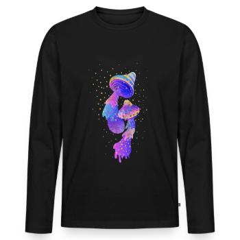 Mushroom Psychodelic Rave Goa Trip - Men's Premium Organic Long Sleeve Shirt - black - Front - Nico (187cm)