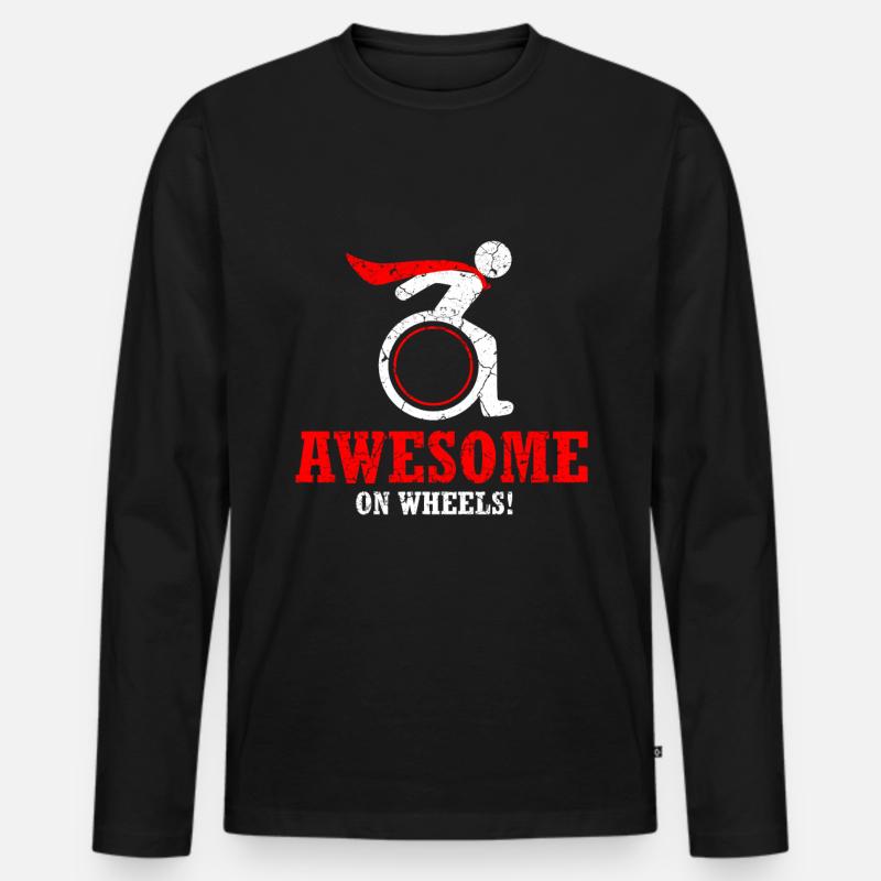 Rollstuhl Rollstuhlfahrer Behinderung Geschenk - Männer Premium Bio Langarmshirt - Schwarz