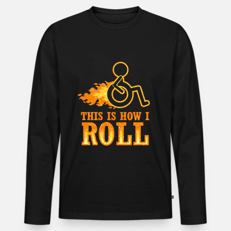 Rollstuhl Rollstuhlfahrer Behinderung Geschenk - Männer Premium Bio Langarmshirt - Schwarz