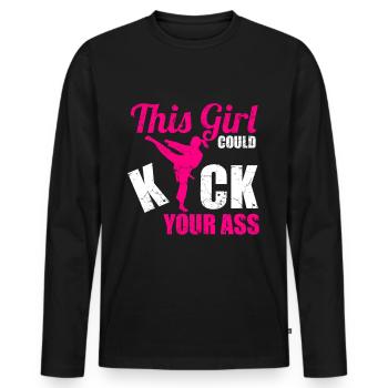 Karaté fille arts martiaux arts martiaux femmes cadeau - T-shirt manches longues Premium bio Homme - noir - Devant - Nico (187cm)
