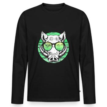 Wild boar hunting forester wild boar hunting trophy wild - Men's Premium Organic Long Sleeve Shirt - black - Front - Nico (187cm)